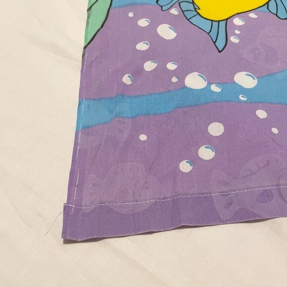 Vtg Disney The Little Mermaid Double Full Flat Sheet Ariel Flounder Sebastian - Picture 5 of 15